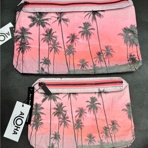 Rare LE Aloha Collection Pink Palm Tree Pouch SET by Samudra